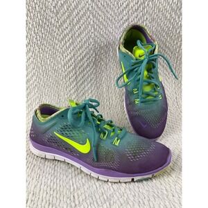 Nike Free 5.0 Running Shoes 629832-301 Teal Purple‎ Neon Yellow Women's Size 7.5